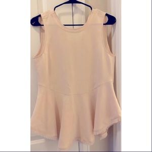 Elizabeth and James sleeveless cream fitted blouse with tassels